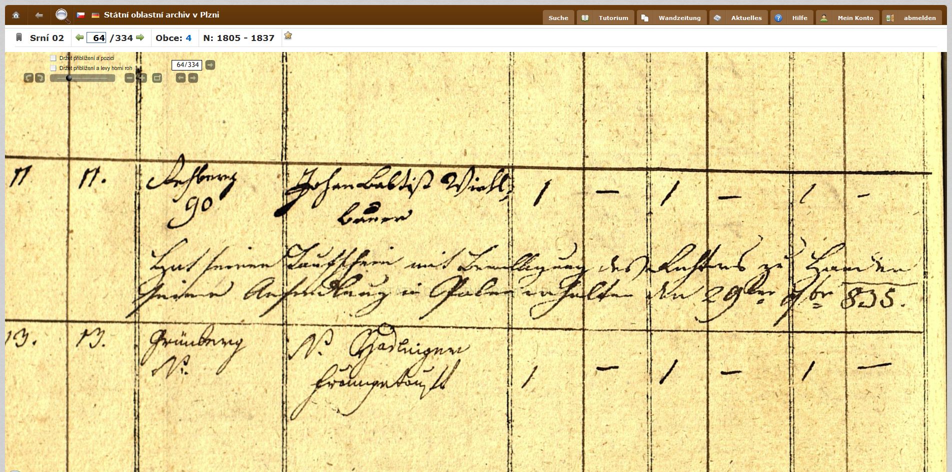 Teil des Taufeintrages von Johann Baptist Teil des Taufeintrages von Johann Baptist